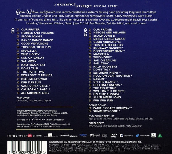Brian Wilson : Brian Wilson and Friends: A Soundstage Special Event (CD, Album + DVD-V, PAL)