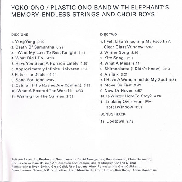Yoko Ono With The Plastic Ono Band : Approximately Infinite Universe (2xCD, Album, RE)