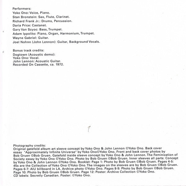 Yoko Ono With The Plastic Ono Band : Approximately Infinite Universe (2xCD, Album, RE)