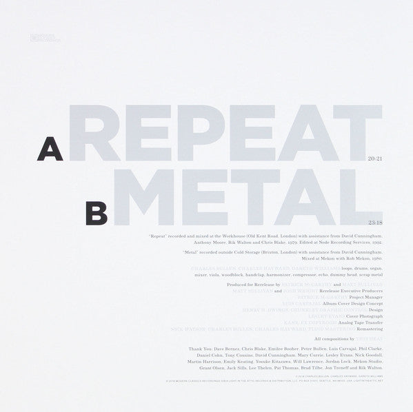 This Heat : Repeat / Metal (LP, Album, RE, RM)