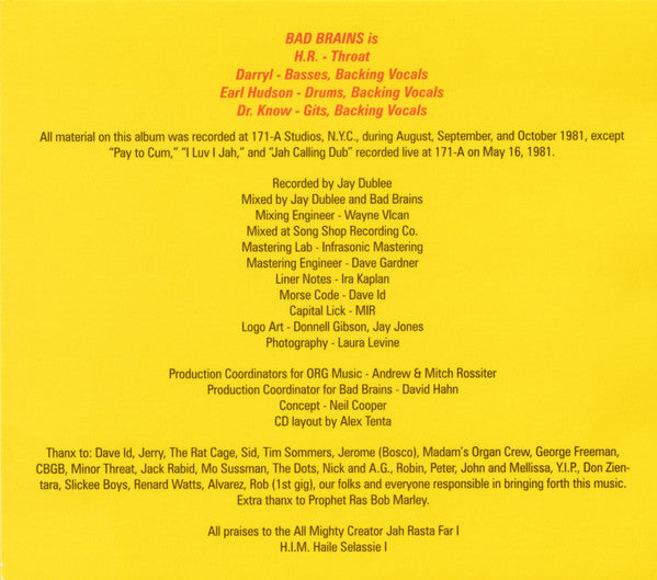 Bad Brains : Bad Brains (CD, Album, RE, RM, Dig)
