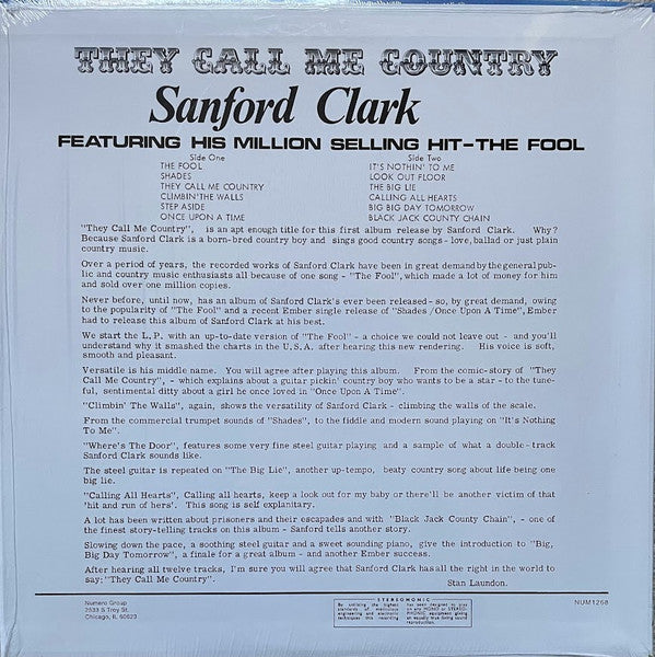 Sanford Clark : They Call Me Country (LP, Album, Ltd, RE, Blu)