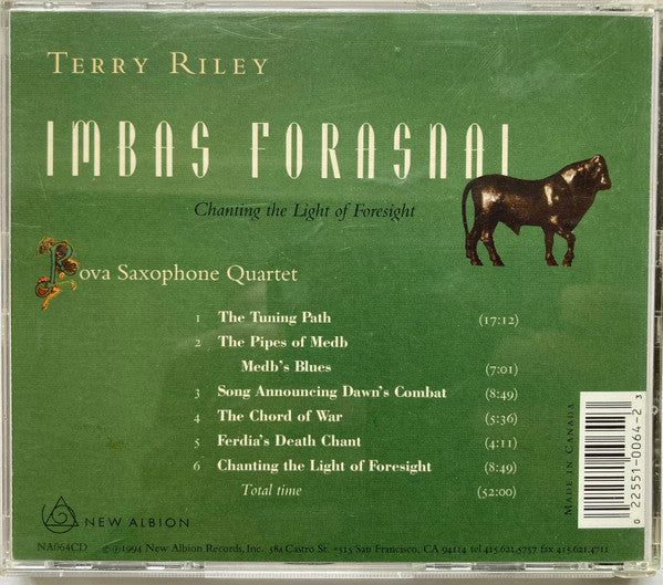 Terry Riley - Rova* : Chanting The Light Of Foresight - Imbas Forasnai (CD, Album)