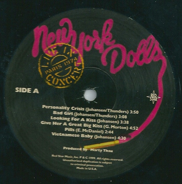 New York Dolls : Live In Concert (Paris 1974) (LP, Album, Ltd, RE)