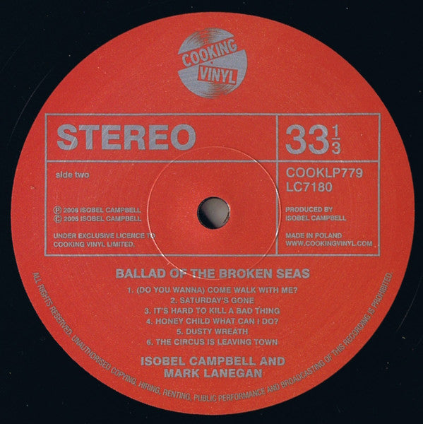 Isobel Campbell & Mark Lanegan : Ballad Of The Broken Seas (LP, Album, RE)
