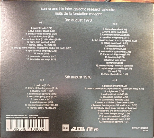 Sun Ra & His Inter-Galactic Research Arkestra* : Nuits De La Fondation Maeght (4xCD, RM + Box)