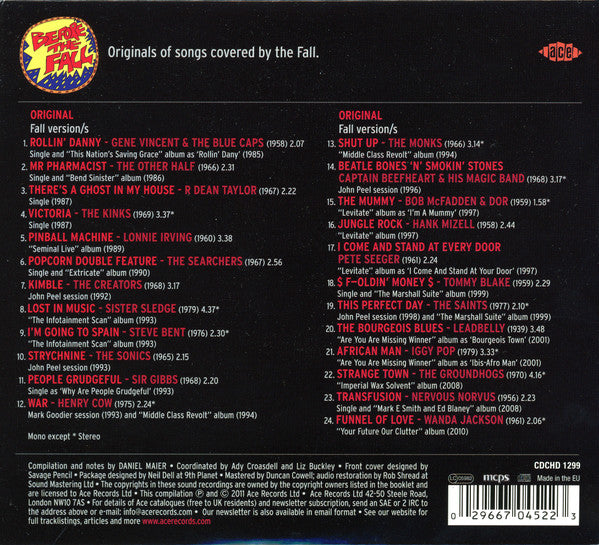 Various : Before The Fall (Originals Of Songs Covered By The Fall) (CD, Comp)
