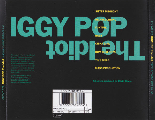 Iggy Pop : The Idiot (CD, Album, RE, RP)