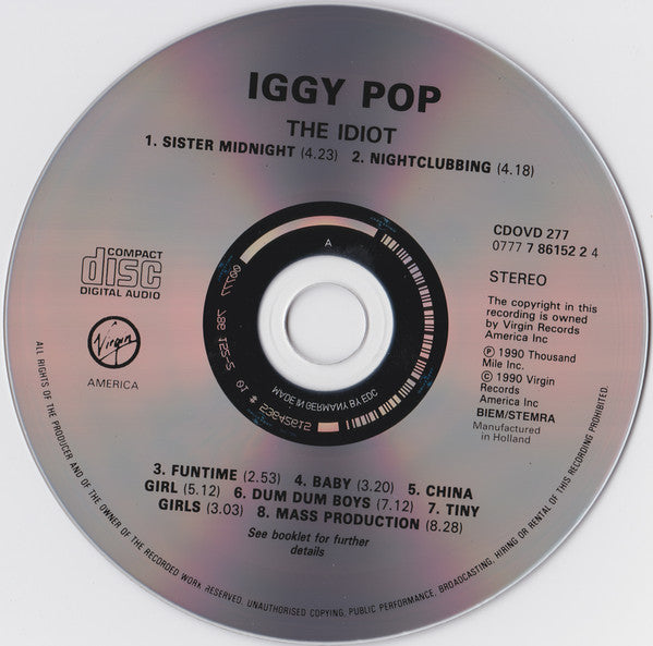 Iggy Pop : The Idiot (CD, Album, RE, RP)