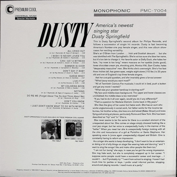 Dusty Springfield : Dusty (LP, Album, Mono, RE, 180)