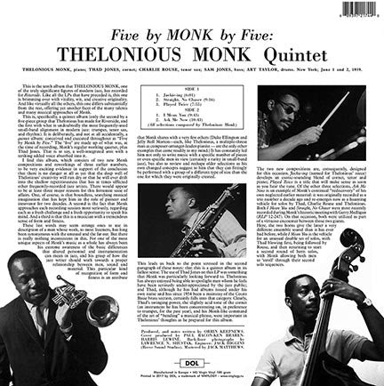 The Thelonious Monk Quintet : 5 By Monk By 5 (LP, Album, RE, 180)