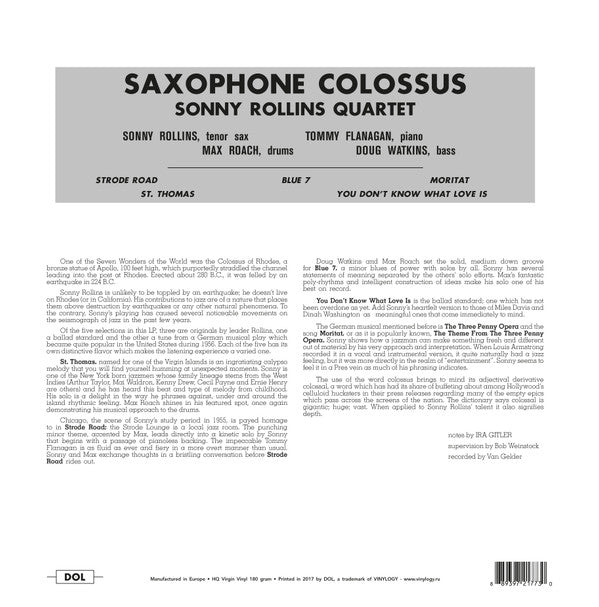 Sonny Rollins : Saxophone Colossus (LP, Album, RE, 180)