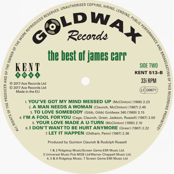 James Carr : The Best Of James Carr (LP, Comp)