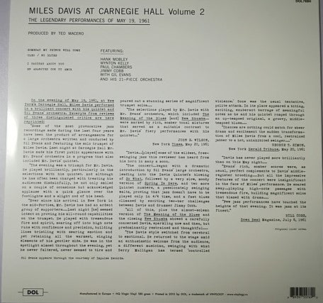 Miles Davis : Miles Davis At Carnegie Hall Volume 2 (LP, RE, Unofficial, 180)
