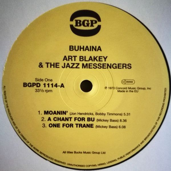 Art Blakey & The Jazz Messengers Guest Artist Jon Hendricks : Buhaina (LP, Album, RE)