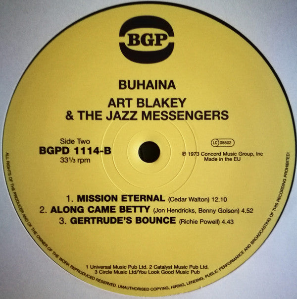 Art Blakey & The Jazz Messengers Guest Artist Jon Hendricks : Buhaina (LP, Album, RE)