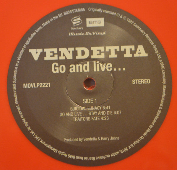 Vendetta (4) : Go And Live......Stay And Die (LP, Album, Ltd, Num, Red)