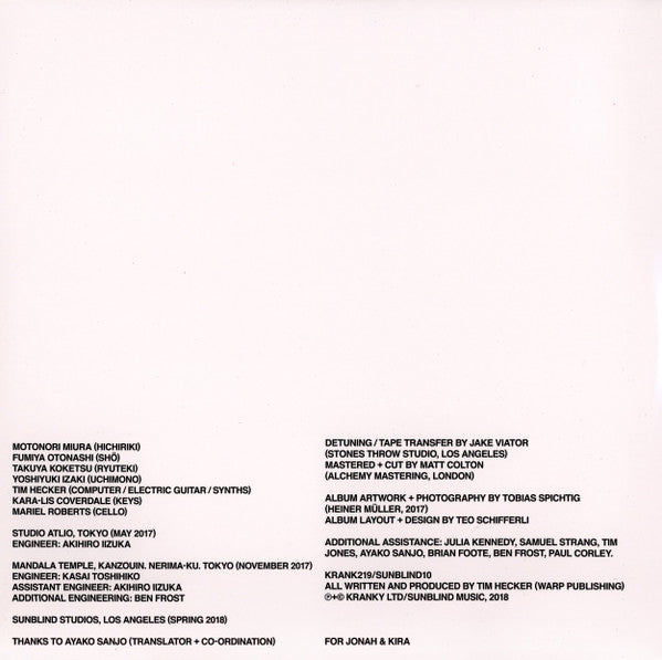 Tim Hecker : Konoyo (2xLP, Album)