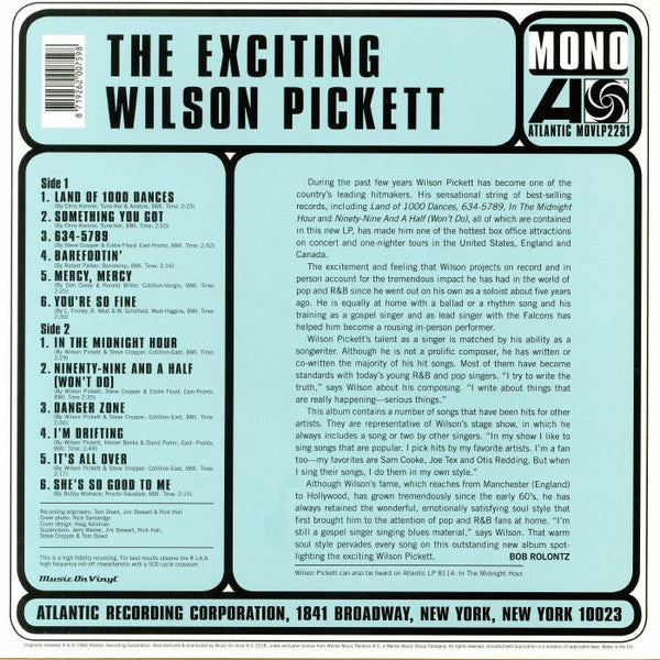 Wilson Pickett : The Exciting Wilson Pickett (LP, Album, Mono, RE, 180)