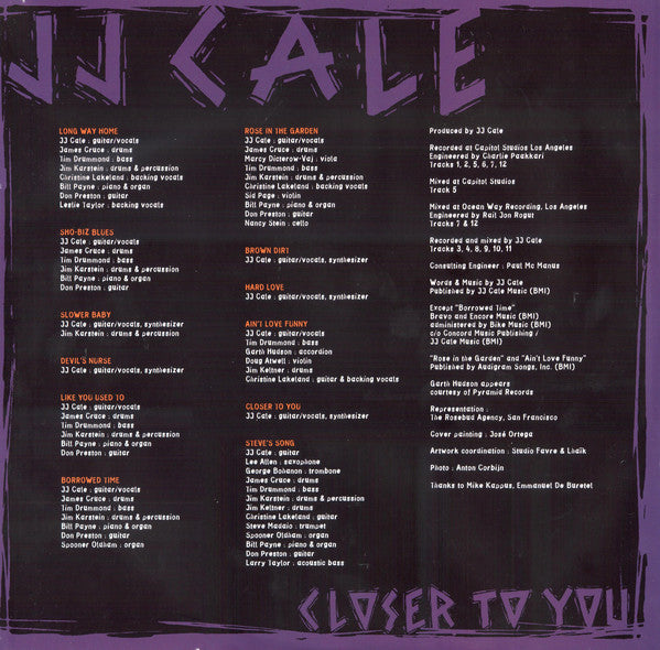 J.J. Cale : Closer To You (LP, Album, RE, 180 + CD, Album, RE)