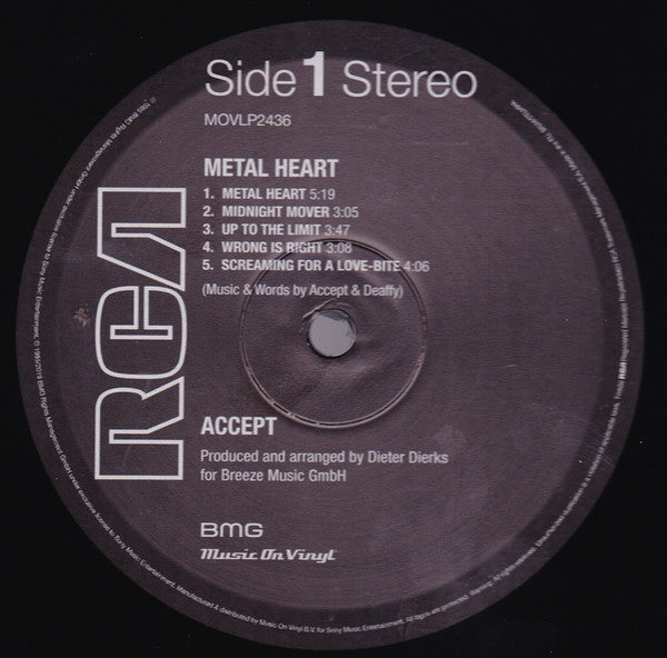 Accept : Metal Heart (LP, Album, RE)