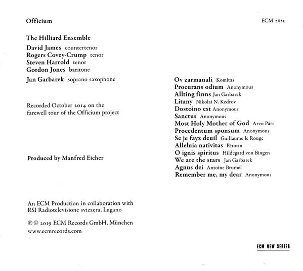 Jan Garbarek / The Hilliard Ensemble : Remember Me, My Dear (CD, Album)