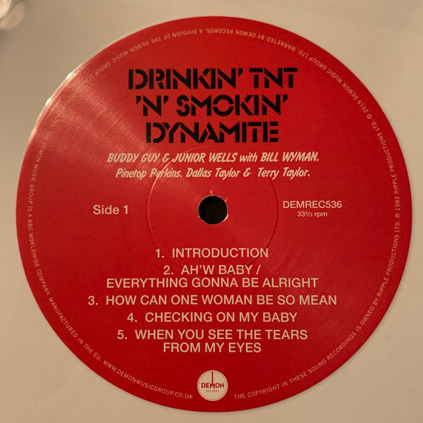 Buddy Guy & Junior Wells With Bill Wyman, Pinetop Perkins, Dallas Taylor, Terry Taylor (3) : Drinkin' Tnt 'N' Smokin' Dynamite (LP, Album, RE, Whi)