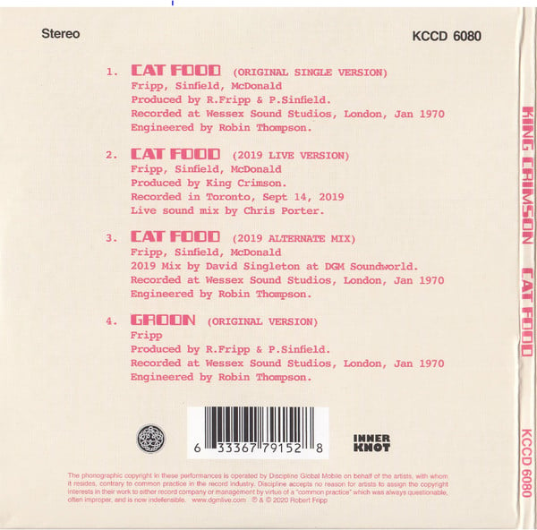 King Crimson : Cat Food / Groon (CD, Single, RE)