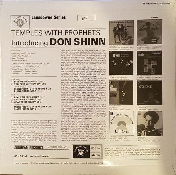 Don Shinn : Temples With Prophets (LP, Album, Ltd, Num, RE + 7")