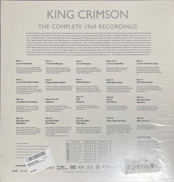 King Crimson : The Complete 1969 Recordings (7xCD + CD, Album, RE, RM + CD, Album, RE, RM + CD,)