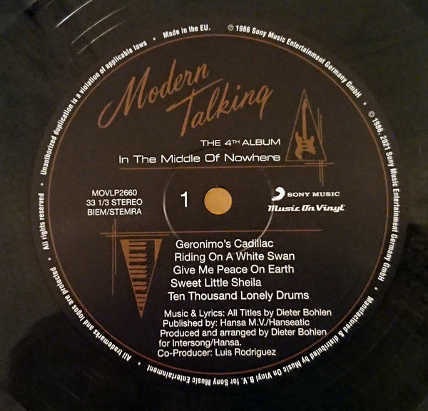 Modern Talking : In The Middle Of Nowhere - The 4th Album (LP, Album, Num, RE, Tra)