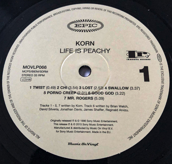 Korn : Life Is Peachy (LP, RE, RP, 180)