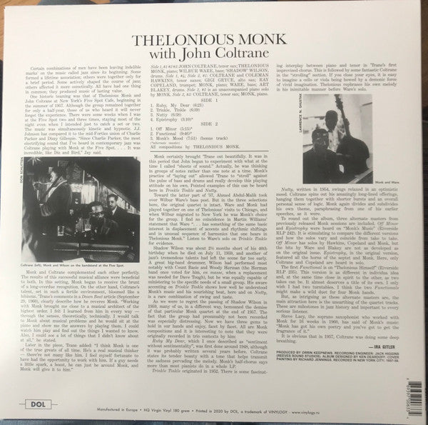 Thelonious Monk : Thelonious Monk with John Coltrane (LP, Album, RE, Oxb)