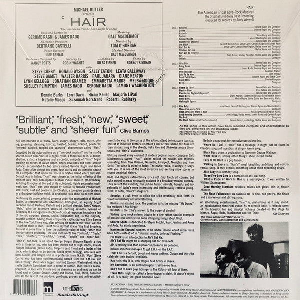 Various : Hair - The American Tribal Love-Rock Musical (The Original Broadway Cast Recording) (LP, Comp, RE + LP, Comp, RE)
