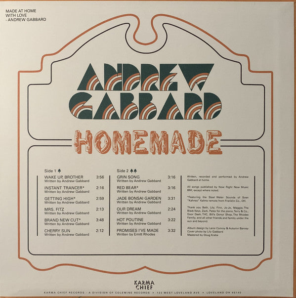 Andrew Gabbard : Homemade (LP, Ltd, Cam)