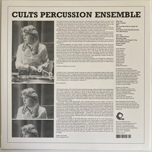 Cults Percussion Ensemble : Cults Percussion Ensemble (LP, Album, RE, RP)