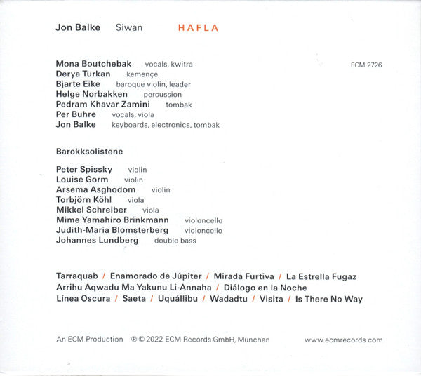 Jon Balke, Siwan : Hafla (CD, Album)