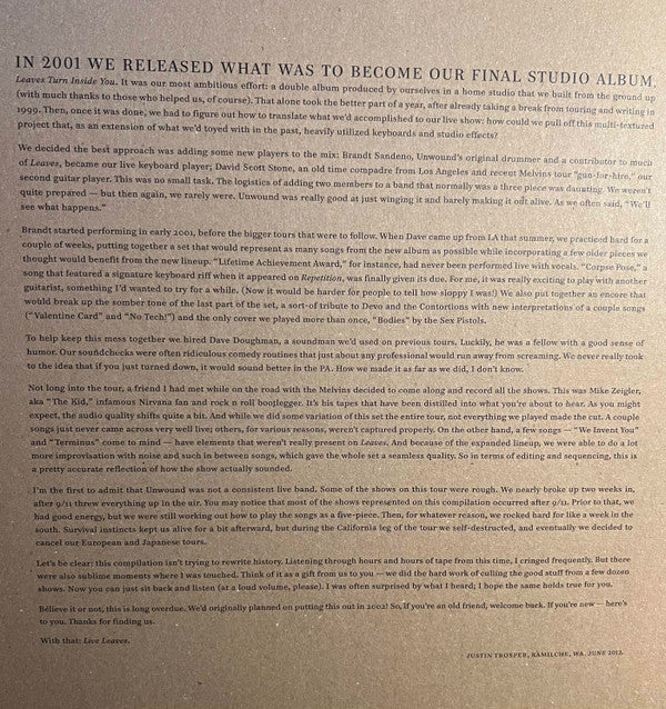 Unwnd* : Live Leaves (10 Year Anniversary Edition) (2xLP, Album, RE, Red)