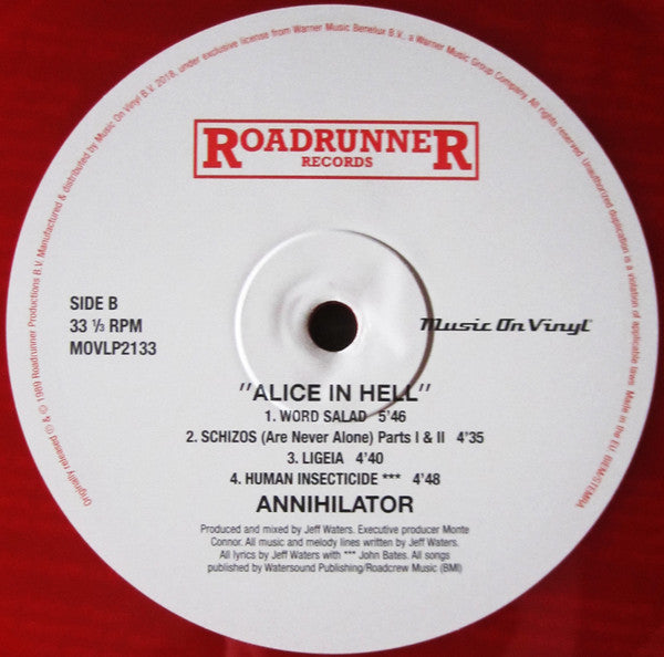 Annihilator (2) : Alice In Hell (LP, Album, Ltd, Num, Red)