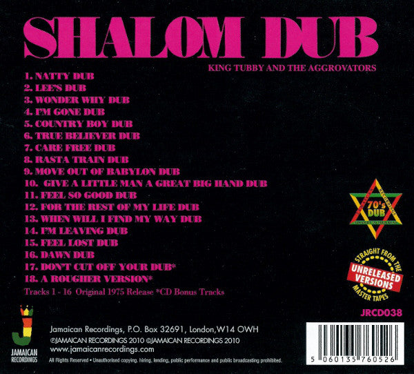 King Tubby And The Aggrovators : Shalom Dub (CD, Album, RE)