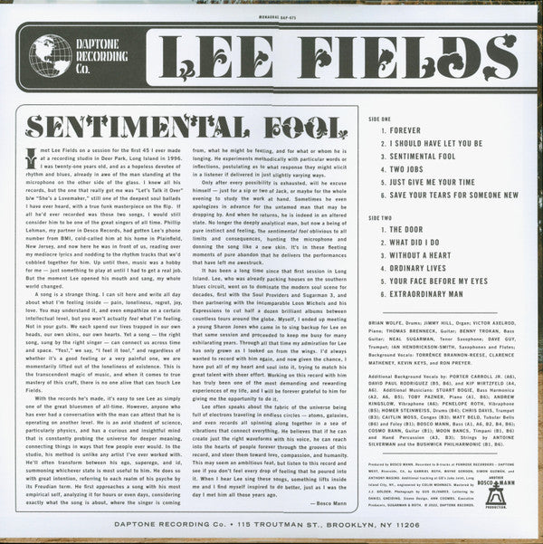 Lee Fields : Sentimental Fool (LP, Album, Mono, Ora)