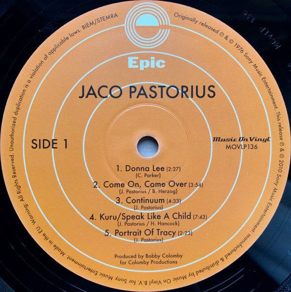 Jaco Pastorius : Jaco Pastorius (LP, Album, RE, 180)