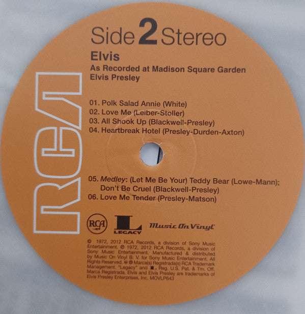 Elvis Presley : As Recorded At Madison Square Garden (2xLP, Album, Ltd, Num, RM, Whi)