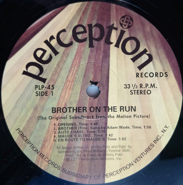Johnny Pate : Brother On The Run (The Original Soundtrack From The Motion Picture) (LP, RE)