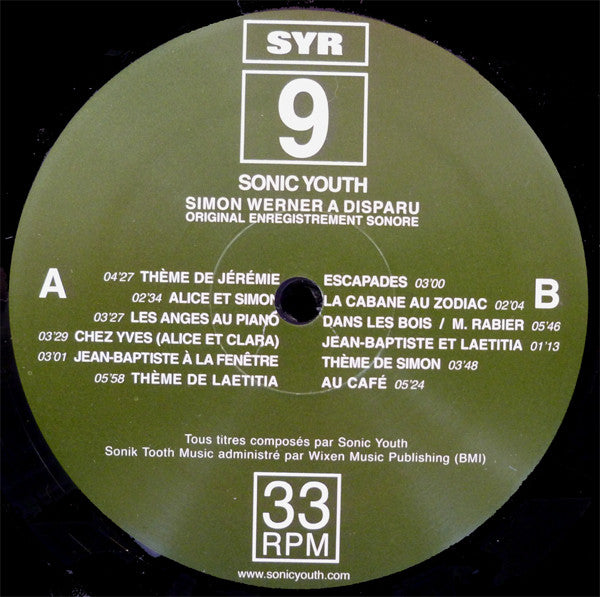 Sonic Youth : Simon Werner A Disparu (Original Enregistrement Sonore) (LP, Album)