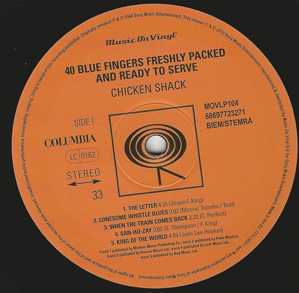 Chicken Shack : Forty Blue Fingers, Freshly Packed And Ready To Serve (LP, Album, RE)