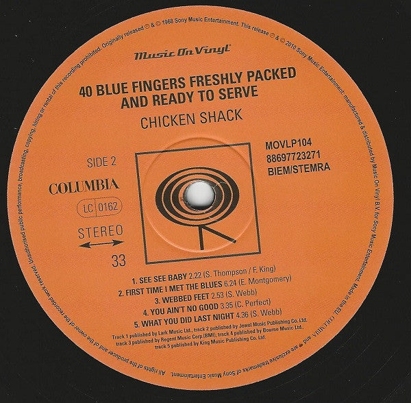 Chicken Shack : Forty Blue Fingers, Freshly Packed And Ready To Serve (LP, Album, RE)