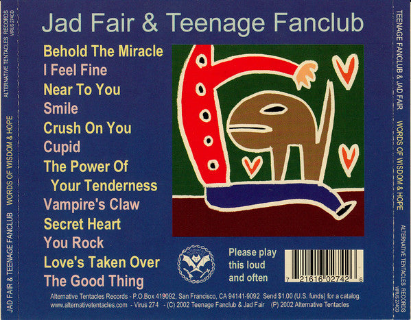 Teenage Fanclub & Jad Fair : Words Of Wisdom And Hope (CD, Album)