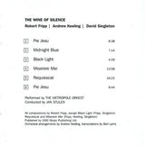 Robert Fripp | Andrew Keeling | David Singleton : The Wine Of Silence (CD, Album)