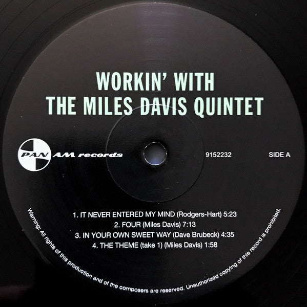 The Miles Davis Quintet : Workin' With The Miles Davis Quintet (LP, Album, Ltd, RE, RM, 180)